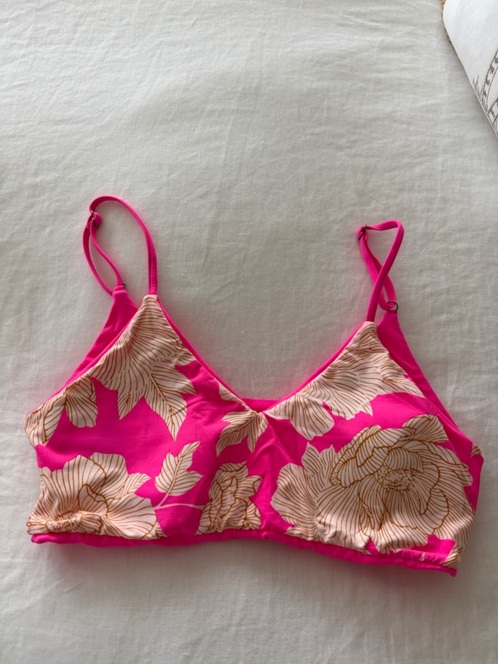 Floral Pink reversible bikini top with Adjustable Straps